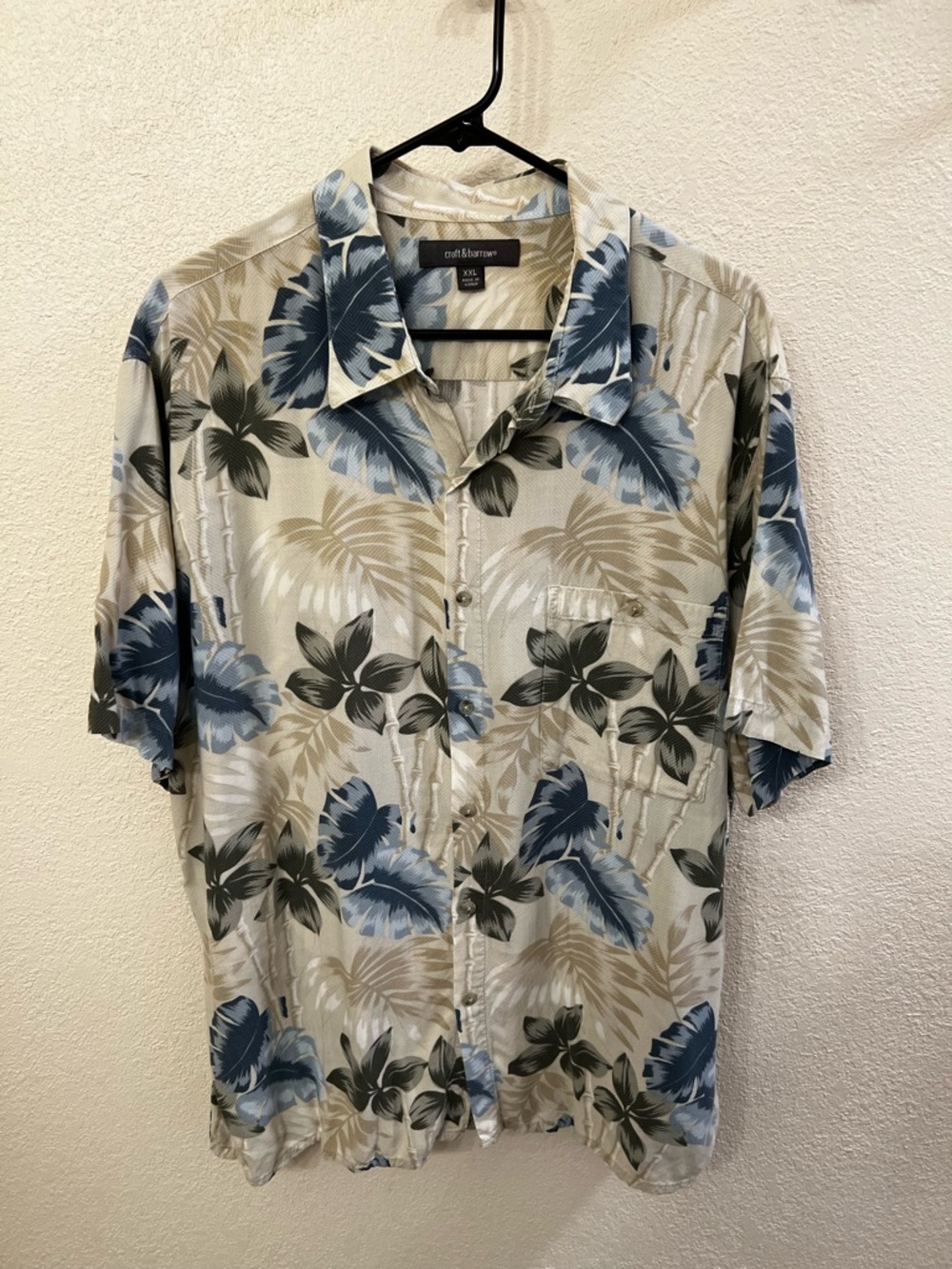 croft & barrow Men's Blue Floral Short-Sleeve Hawaiian Shirt - XXL